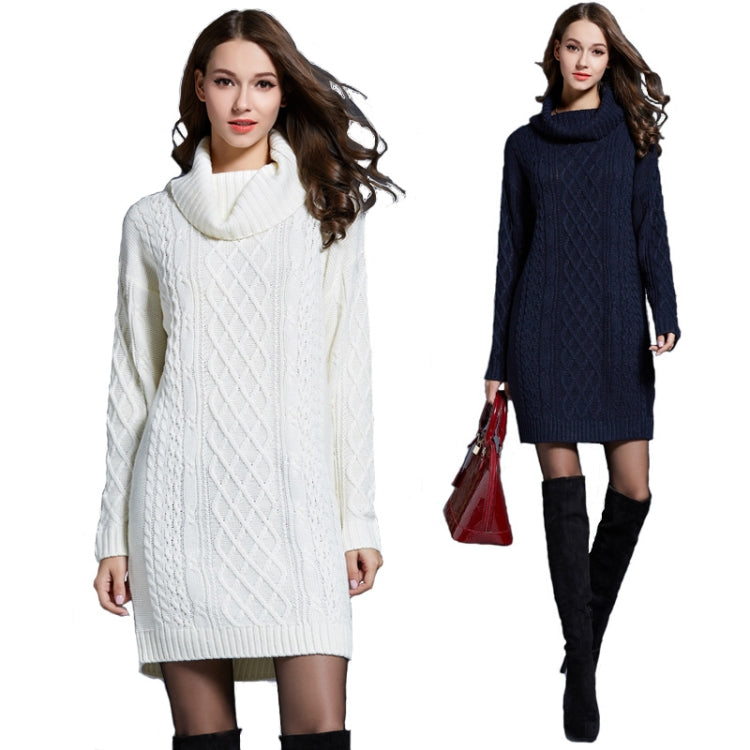 Autumn And Winter Knitwear Dresses Long Turtleneck Sweater For Women, Size: XL(White) - Sweater by PMC Jewellery | Online Shopping South Africa | PMC Jewellery