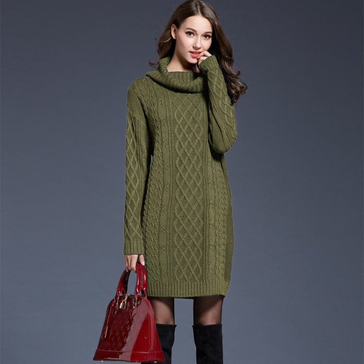 Autumn And Winter Knitwear Dresses Long Turtleneck Sweater For Women, Size: XXXL(Army Green) - Sweater by PMC Jewellery | Online Shopping South Africa | PMC Jewellery