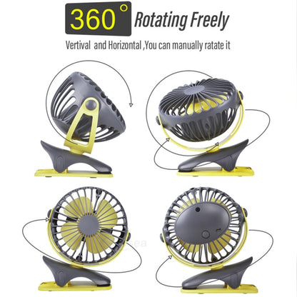 360 Degree -Round Rotation Mini Cooling Air Fan 4 Speed Adjustable Portable USB Rechargeable Desktop Clip Fan(Gray) - Electric Fans by PMC Jewellery | Online Shopping South Africa | PMC Jewellery