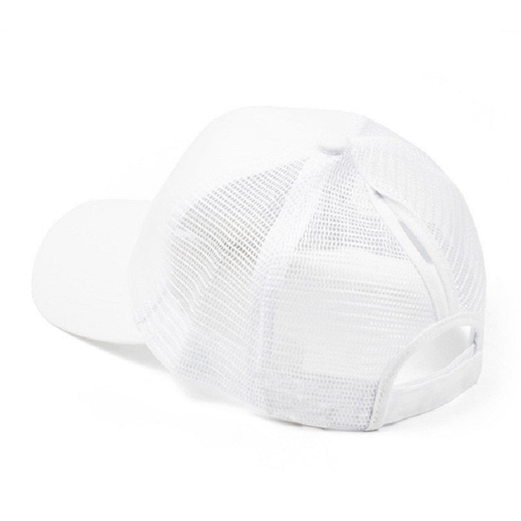 Summer Cotton Mesh Opening Ponytail Hat Sunscreen Baseball Cap, Specification:No Mark(White) - Peaked Cap by PMC Jewellery | Online Shopping South Africa | PMC Jewellery