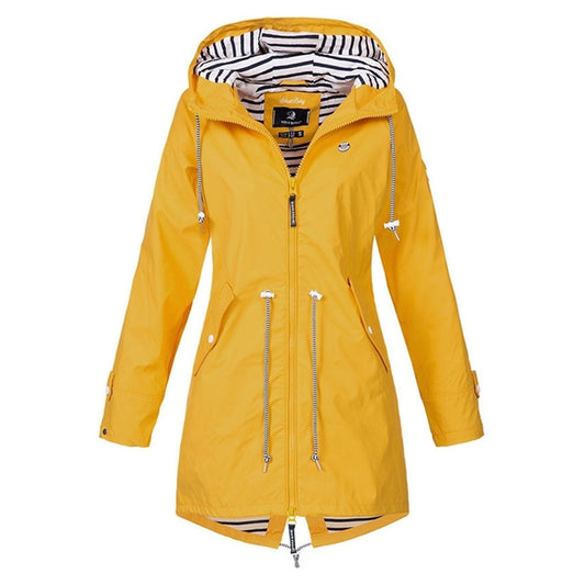 Women Waterproof Rain Jacket Hooded Raincoat, Size:L(Yellow) - Hoodie by PMC Jewellery | Online Shopping South Africa | PMC Jewellery
