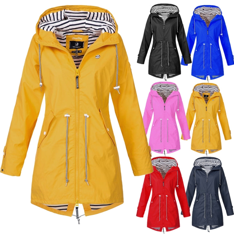 Women Waterproof Rain Jacket Hooded Raincoat, Size:L(Yellow) - Hoodie by PMC Jewellery | Online Shopping South Africa | PMC Jewellery