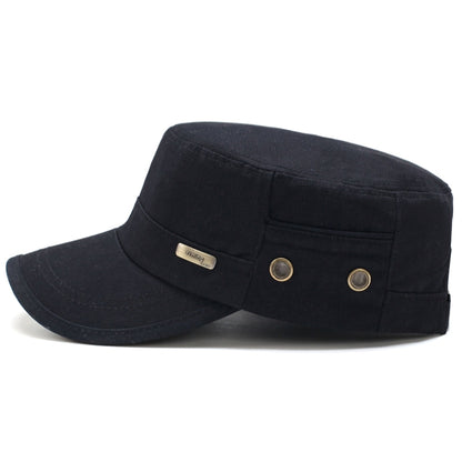 Men Washed Distress Bamboo Cotton Cloth Cap Large Mesh Flat Cap(Navy) - Peaked Cap by PMC Jewellery | Online Shopping South Africa | PMC Jewellery