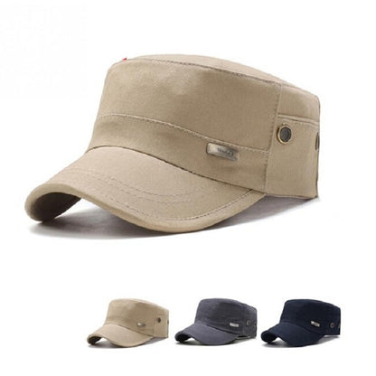 Men Washed Distress Bamboo Cotton Cloth Cap Large Mesh Flat Cap(Beige) - Peaked Cap by PMC Jewellery | Online Shopping South Africa | PMC Jewellery