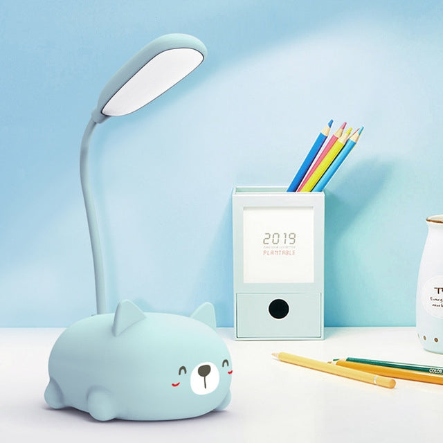 Cartoon Cat Design LED Eye Protection Reading Lamp USB Rechargeable Desk Lamp(Blue) -  by PMC TechLife | Online Shopping South Africa | PMC TechLife