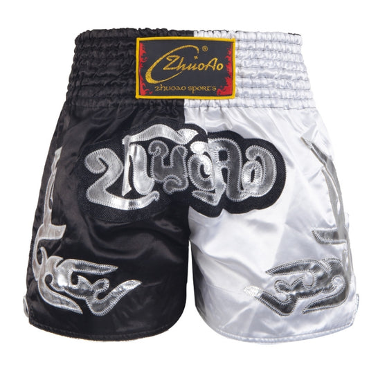 ZhuoAo Muay Thai/Boxing/Sanshou/Fighting Shorts for Men and Women, Size:XXXL(Classic Black White) - Sportswear by ZhuoAo | Online Shopping South Africa | PMC Jewellery