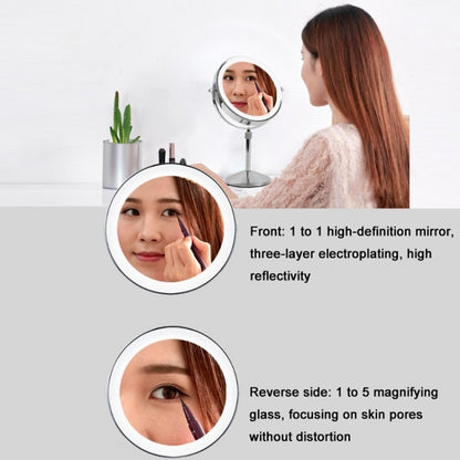 Desktop Double-SidedRound LED Luminous Makeup Mirror Liftable Magnifying Mirror, Specification:Plane + 3 Times Magnification(8-inch Battery Model) - Mirror by PMC Jewellery | Online Shopping South Africa | PMC Jewellery