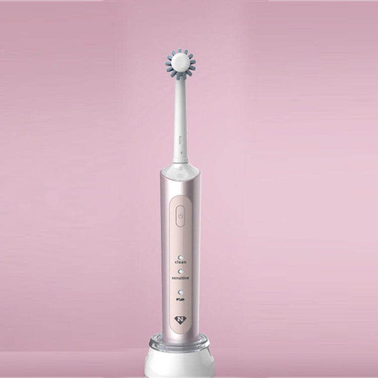 Wireless Rechargeable Waterproof Electric Toothbrush Rotary Brush Head(Pink) - Toothbrushes by PMC Jewellery | Online Shopping South Africa | PMC Jewellery