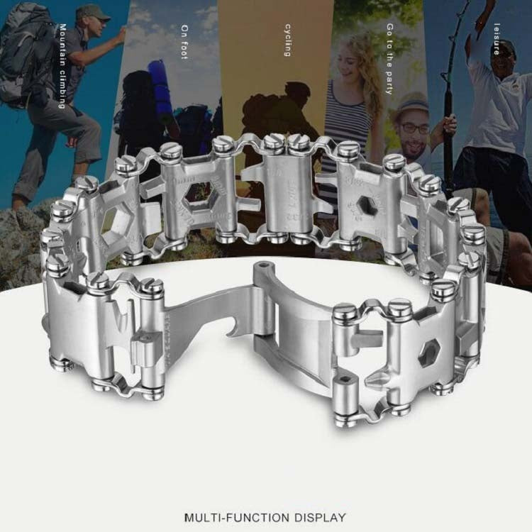 Multifunctional Stainless Steel Outdoor Survive Tool Bracelet for Men(Wide Black) - Emergency Tools by PMC TechLife | Online Shopping South Africa | PMC TechLife | Buy Now Pay Later Mobicred
