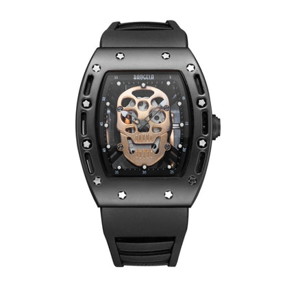 BAOGELA 1612 Skull Silicone Mens Watch Waterproof Sports Quartz Watch( Black Shell Rose Gold Skull) - Silicone Strap Watches by BAOGELA | Online Shopping South Africa | PMC Jewellery | Buy Now Pay Later Mobicred