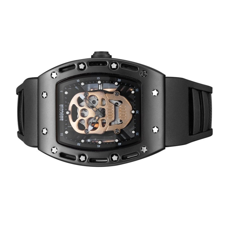 BAOGELA 1612 Skull Silicone Mens Watch Waterproof Sports Quartz Watch( Black Shell Rose Gold Skull) - Silicone Strap Watches by BAOGELA | Online Shopping South Africa | PMC Jewellery | Buy Now Pay Later Mobicred