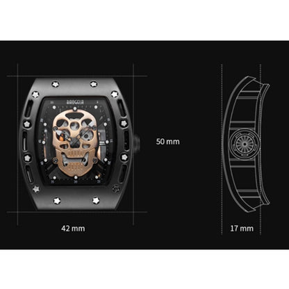 BAOGELA 1612 Skull Silicone Mens Watch Waterproof Sports Quartz Watch( Black Shell Rose Gold Skull) - Silicone Strap Watches by BAOGELA | Online Shopping South Africa | PMC Jewellery | Buy Now Pay Later Mobicred