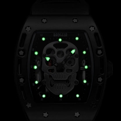 BAOGELA 1612 Skull Silicone Mens Watch Waterproof Sports Quartz Watch( Black Shell Rose Gold Skull) - Silicone Strap Watches by BAOGELA | Online Shopping South Africa | PMC Jewellery | Buy Now Pay Later Mobicred