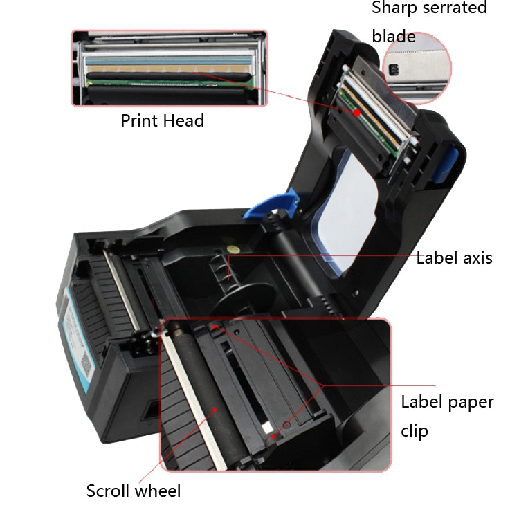Xprinter XP-370B Barcode Printer Self-adhesive QR Code Printer Label Clothing Tag Thermal Ticket Machine(UK Plug) - free shipping - PMC TechLife - Order now!