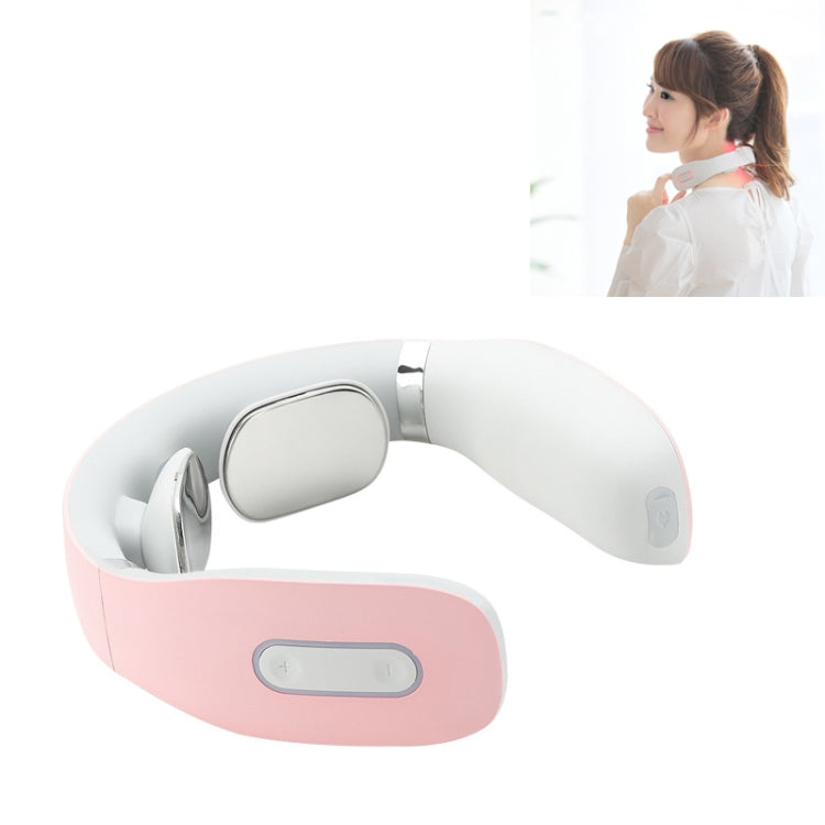 Neck Protector Intelligent Wireless Meridian Electric Physiotherapy Pulse Shoulder and Neck Massager, Style:English Voice Broadcast(Girlish Pink) - Massage & Relaxation by PMC Jewellery | Online Shopping South Africa | PMC Jewellery