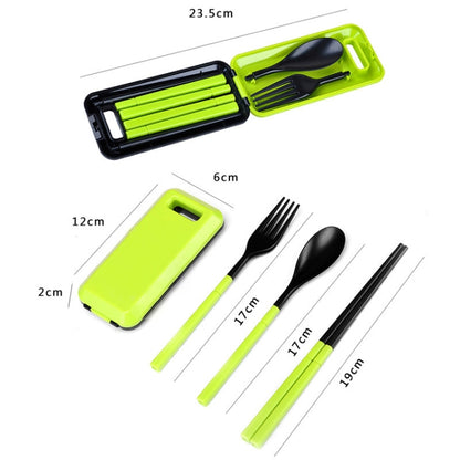 3 in 1 ABS Folding Dinnerware Cutlery Fork Chopsticks Set with Storage Box Outdoor Camping Hiking Traveling Tableware Set(Orange) - Cookwares & Tablewares by PMC Jewellery | Online Shopping South Africa | PMC Jewellery