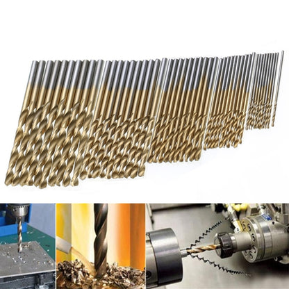 50 PCS/Set Titanium Coated Drill Bits High Speed Steel Drill Bit Set Power Drilling Tools - Drill & Drill Bits by PMC Jewellery | Online Shopping South Africa | PMC Jewellery