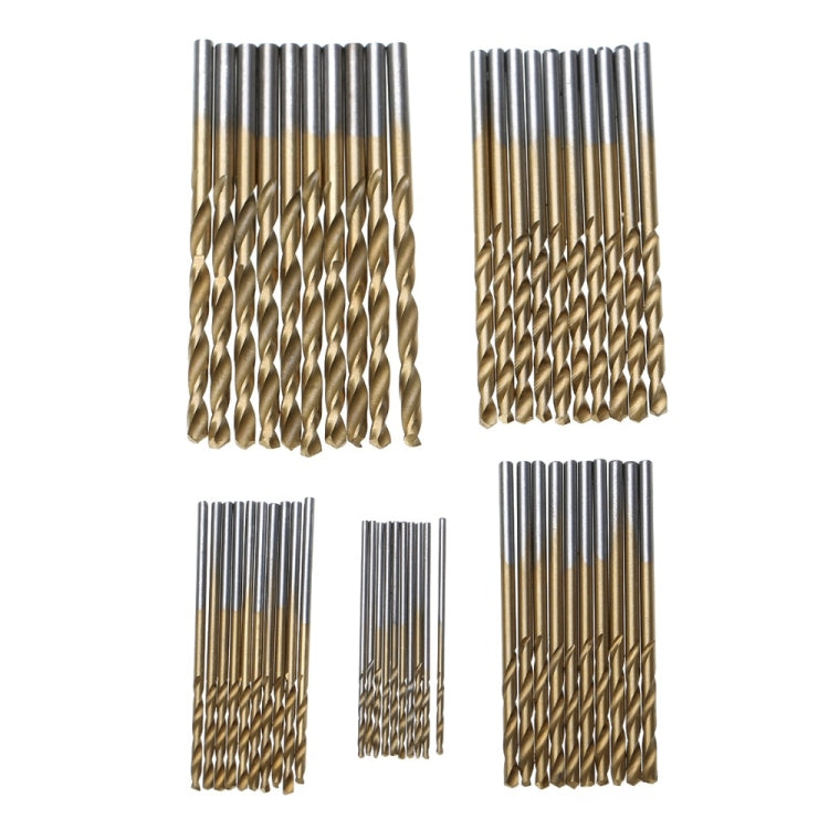 50 PCS/Set Titanium Coated Drill Bits High Speed Steel Drill Bit Set Power Drilling Tools - Drill & Drill Bits by PMC Jewellery | Online Shopping South Africa | PMC Jewellery