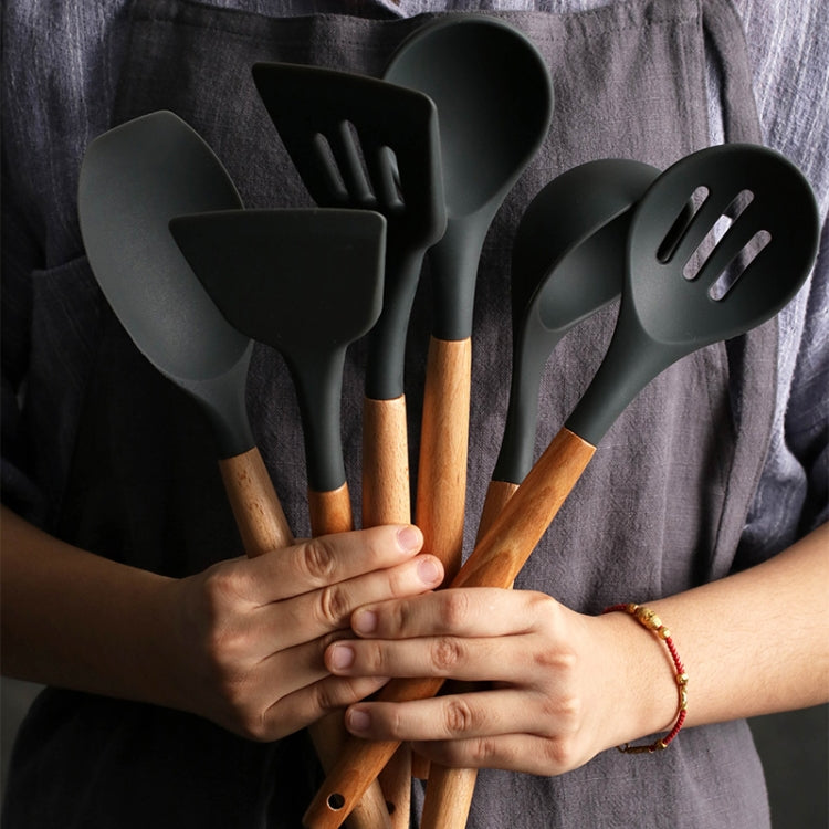 Silicone Wood Handle Spatula Heat-resistant Soup Spoon Non-stick Special Cooking Shovel Kitchen Tools Fried Shovel - Cutlery Sets by PMC Jewellery | Online Shopping South Africa | PMC Jewellery