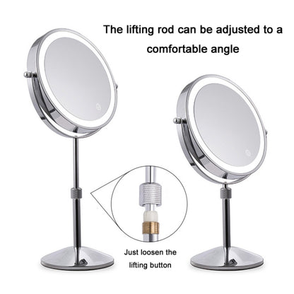 Desktop Double-SidedRound LED Luminous Makeup Mirror Liftable Magnifying Mirror, Specification:Plane + 5 Times Magnification(7-inch Rechargeable) - Mirror by PMC Jewellery | Online Shopping South Africa | PMC Jewellery