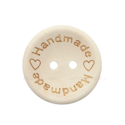 100 PCS/Set Natural Color Wooden Buttons Handmade Love Letter Wood Button Craft DIY Baby Apparel Accessories(15mm) - DIY Apparel Sewing by PMC Jewellery | Online Shopping South Africa | PMC Jewellery