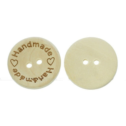 100 PCS/Set Natural Color Wooden Buttons Handmade Love Letter Wood Button Craft DIY Baby Apparel Accessories(15mm) - DIY Apparel Sewing by PMC Jewellery | Online Shopping South Africa | PMC Jewellery