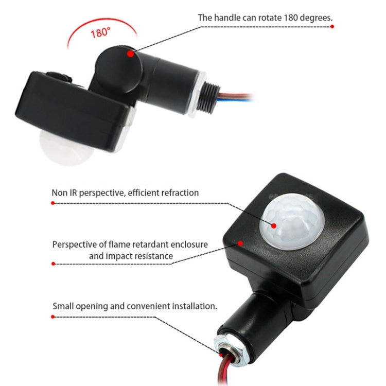 Automatic Security PIR Infrared Motion Sensor Detector Wall Spotlights Switch, Size:10mm(Black) - Sensor LED Lights by PMC TechLife | Online Shopping South Africa | PMC TechLife