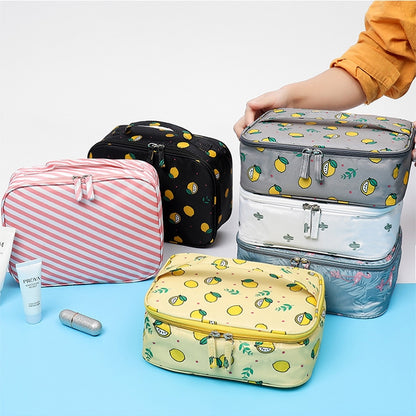 Large Capacity Portable Lady Waterproof Padded Travel Cosmetic Bag Beautician Storage Bags Women Makeup Bag(Style B Pink Stripe) - Storage Boxes by PMC Jewellery | Online Shopping South Africa | PMC Jewellery