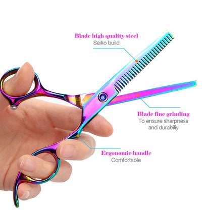 Professional Hair Cutting Scissor Hairdressing Kit Thinning Scissors Barber(Coloful Thinning（SXLC-603T)) - Hair Trimmer by PMC Jewellery | Online Shopping South Africa | PMC Jewellery