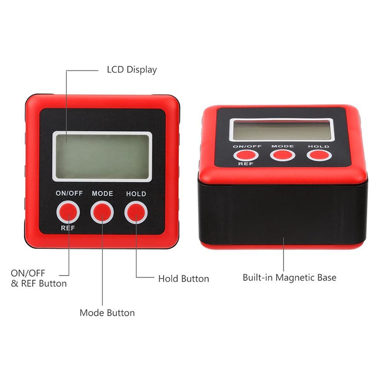 3 Button Mini Precision Magnetic Digital Tilt Box / Tilt Meter / Inclinometer(Red) - Measuring Tools by PMC Jewellery | Online Shopping South Africa | PMC Jewellery