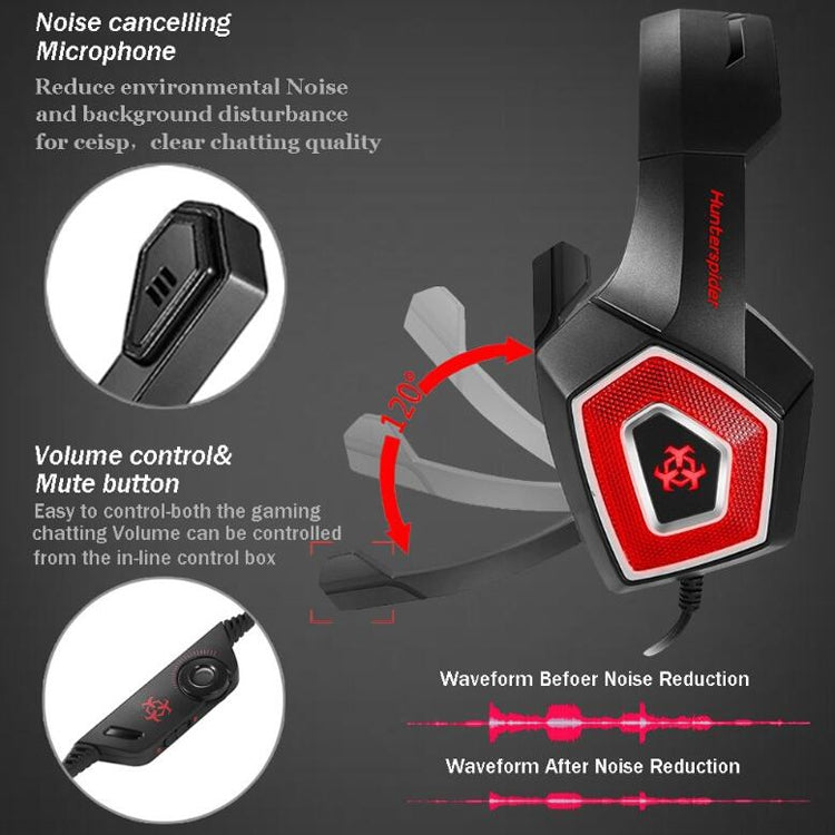 V1 3.5mm RGB Colorful Luminous Wire Control Gaming Headset, Cable Length: 2.2m(Black Blue) - Headset & Headphone by PMC TechLife | Online Shopping South Africa | PMC TechLife