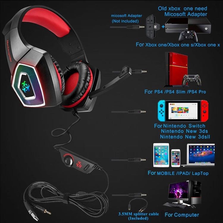 V1 3.5mm RGB Colorful Luminous Wire Control Gaming Headset, Cable Length: 2.2m(Black Blue) - Headset & Headphone by PMC TechLife | Online Shopping South Africa | PMC TechLife