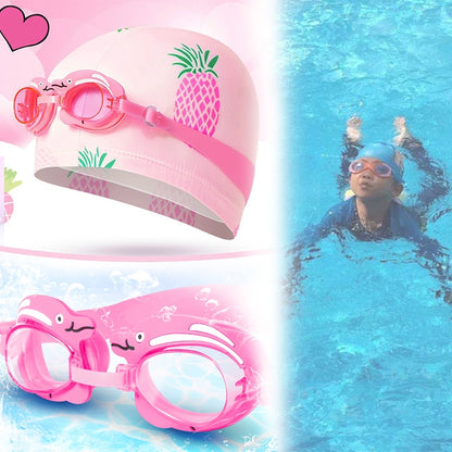 3 in 1 Children Swimming Swimming Cap + Swimming Goggles + Nose Clip Earplugs Set(Pink Pineapple) - Swimming Glasses by PMC Jewellery | Online Shopping South Africa | PMC Jewellery