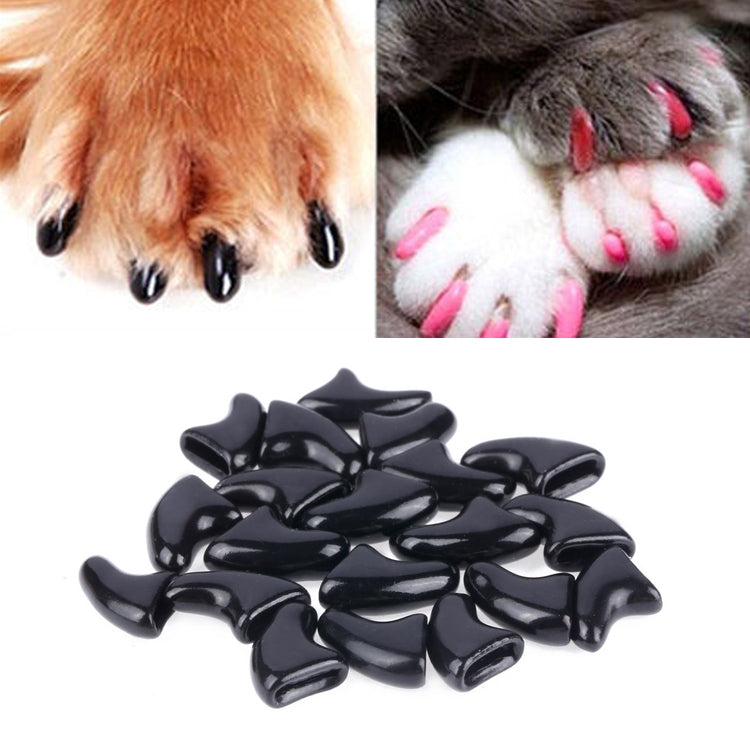 20 PCS Silicone Soft Cat Nail Caps / Cat Paw Claw / Pet Nail Protector/Cat Nail Cover, Size:XS(Black) - Pet Care by PMC Jewellery | Online Shopping South Africa | PMC Jewellery