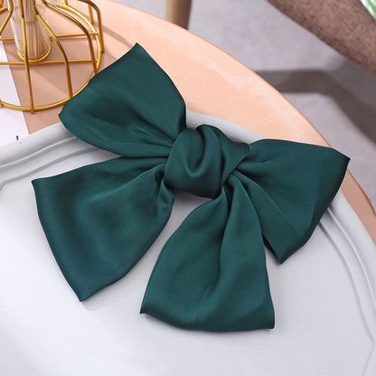 5 PCS Satin Bow Hairpin Back Head Hair Accessories, Colour: Dark Green - Head Bands by PMC Jewellery | Online Shopping South Africa | PMC Jewellery