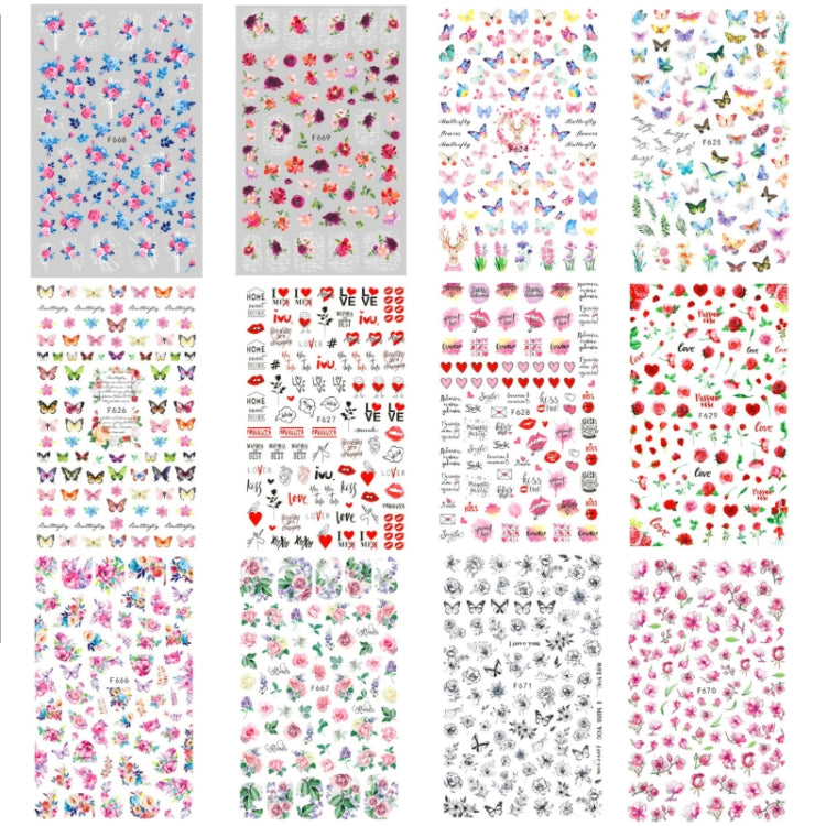 10pcs 3D Adhesive Butterfly Retro Rose Color Nail Art Sticker(F-666) - free shipping - PMC TechLife - Order now!