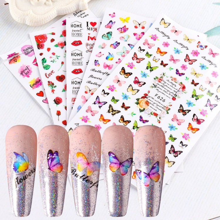 10pcs 3D Adhesive Butterfly Retro Rose Color Nail Art Sticker(F-678) - Nail Stickers by PMC Jewellery | Online Shopping South Africa | PMC Jewellery