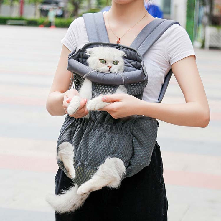 Doglemi Pet Outing Backpack Dog Shoulder Chest Bag Breathable Mesh Dog Cat Bag, Size:L(Gray) - free shipping - PMC TechLife - Order now!
