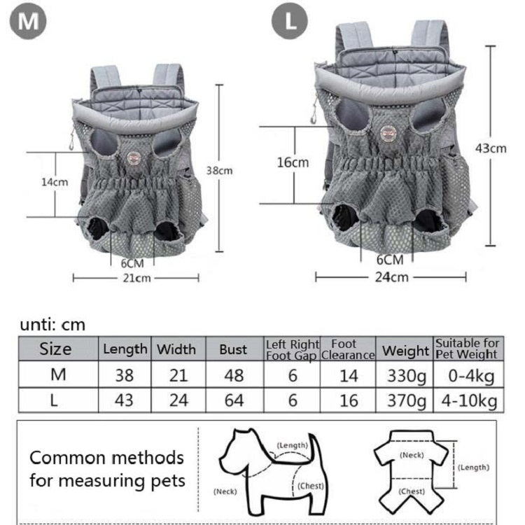 Doglemi Pet Outing Backpack Dog Shoulder Chest Bag Breathable Mesh Dog Cat Bag, Size:L(Gray) - free shipping - PMC TechLife - Order now!