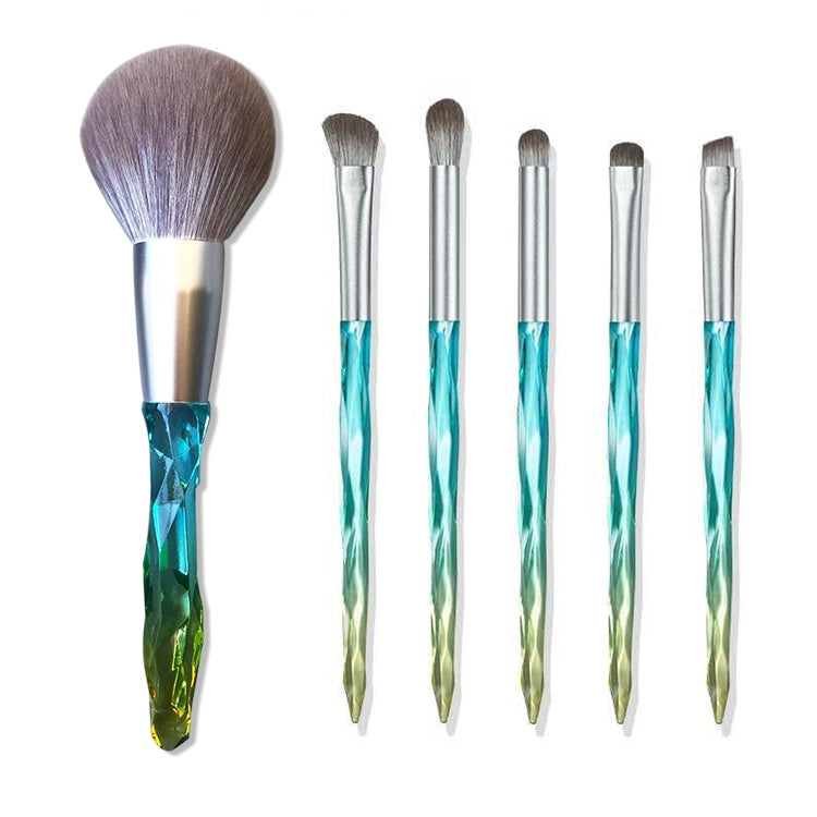 Makeup Brush Corn Silk Fiber Hair Can Washing Makeup Brush, Style:Green Loose Powder Brush+5 PCS Eye Shadow Brush - Makeup Brushes by PMC Jewellery | Online Shopping South Africa | PMC Jewellery