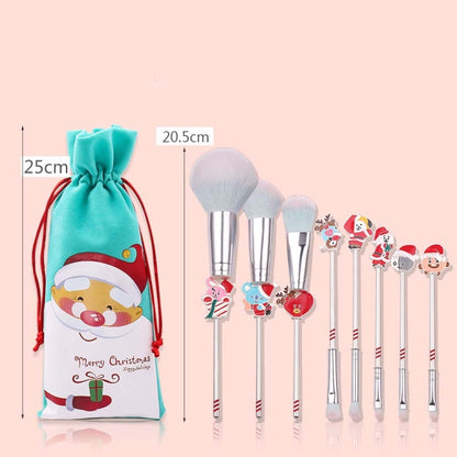 Christmas Makeup Brush Gift Elk Beginner Set Beauty Tool Set, Specification:8 PCS Double-sided - Makeup Brushes by PMC Jewellery | Online Shopping South Africa | PMC Jewellery