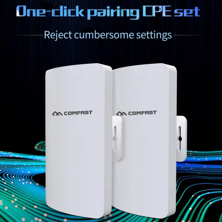 1 Pair COMFAST CF-E113A 3KM 300Mbps 5.8 Ghz High-Power Outdoor Engineering CPE Matching Bridge Set, US/EU Plug - Network Hardware by COMFAST | Online Shopping South Africa | PMC Jewellery