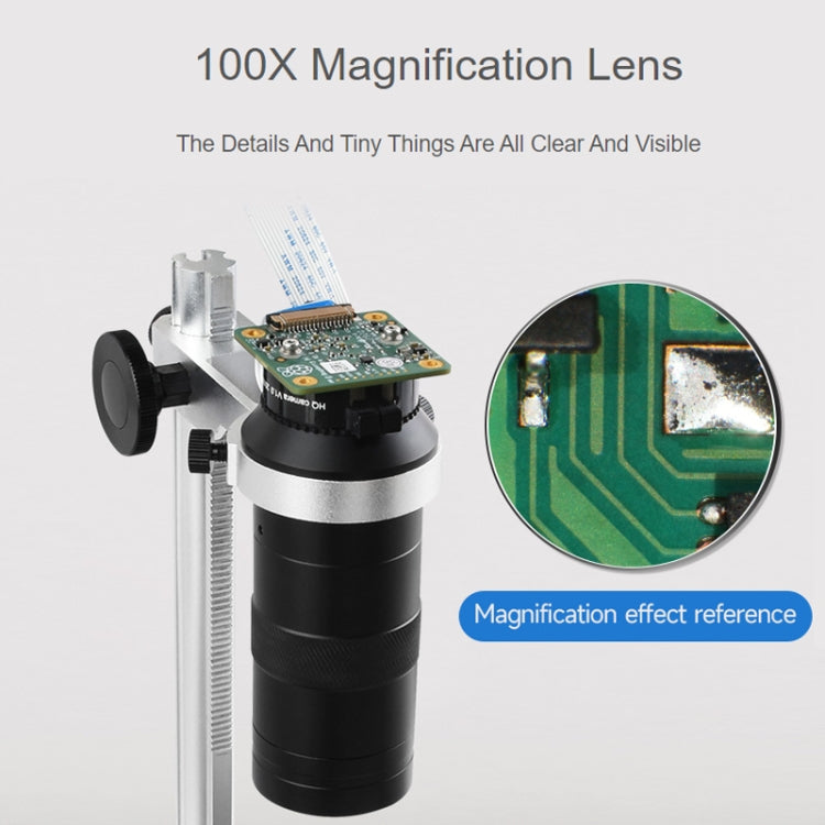 Waveshare 100X Industrial Microscope Lens, C/CS-Mount, for Raspberry Pi HQ Camera(24229) - Modules Expansions Accessories by Waveshare | Online Shopping South Africa | PMC Jewellery