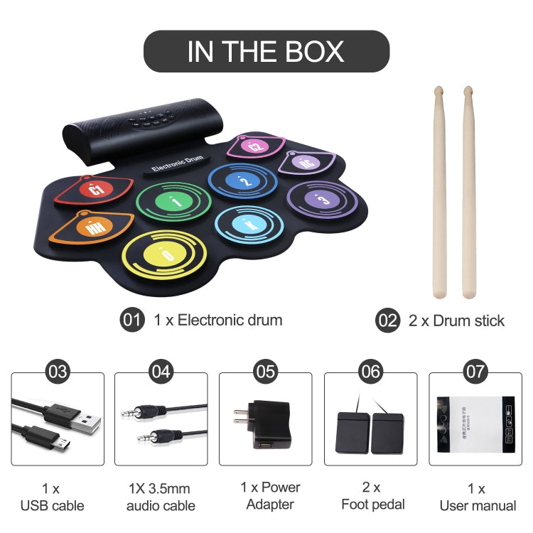 Hand-Rolled Drum Set Color Electronic Drum Lithium Battery Rechargeable Silicone Drum Set - Percussion Instruments by PMC TechLife | Online Shopping South Africa | PMC TechLife