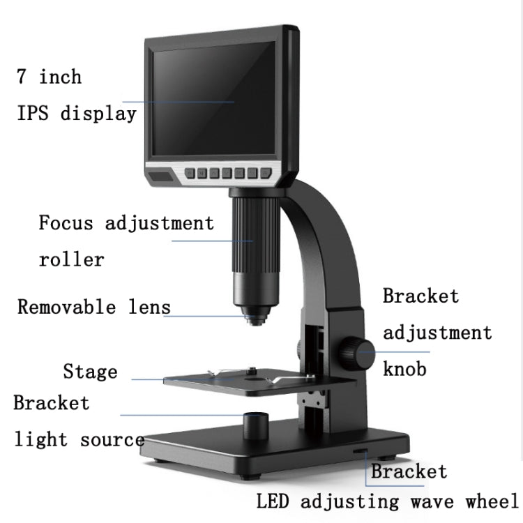 2000X 7 Inch Microbial Cell Observation Microscope Electronic Digital Magnifying Glass - Digital Microscope by PMC Jewellery | Online Shopping South Africa | PMC Jewellery | Buy Now Pay Later Mobicred