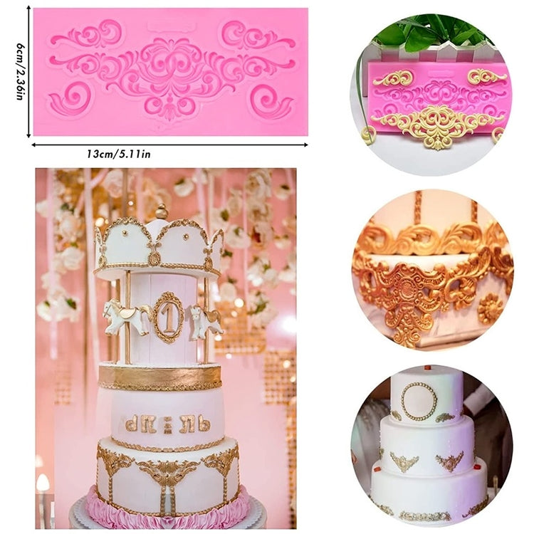 2 PCS Fondant Cake Silicone Mold Hollow Embossed Border Frame Retro Photo Frame Mould(1 5th 17-153) - Food Molds by PMC Jewellery | Online Shopping South Africa | PMC Jewellery