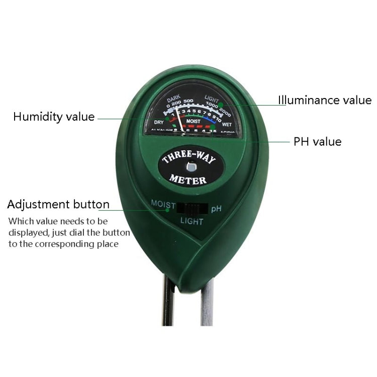 3 In 1 Soil Detector PH Value Light Intensity Test Pen Round Head Soil Dry Moisture Meter - free shipping - PMC TechLife - Order now!