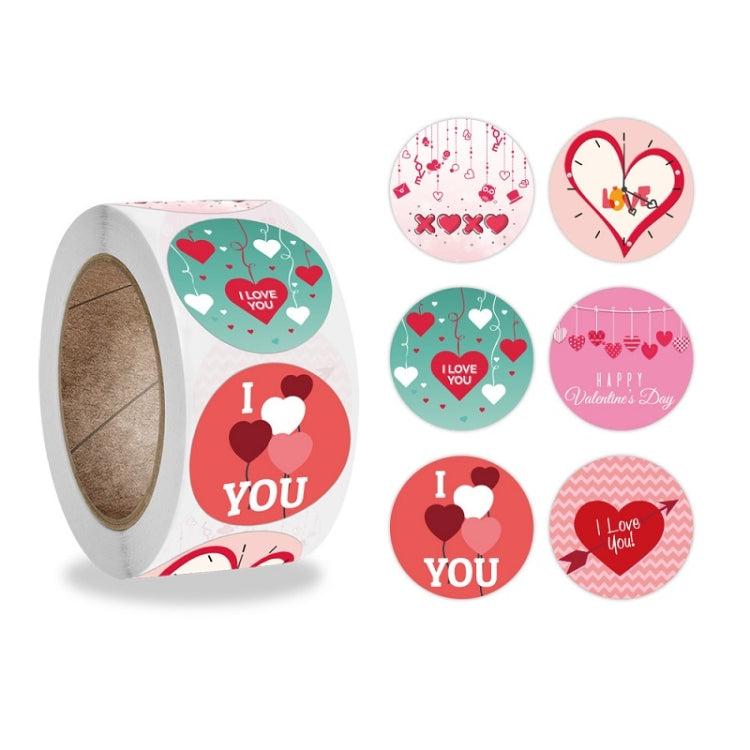 5 PCS Olled Round Valentines Day Heart Gift Decoration Sticker Label(2.5cm / 1inch) - Sticker & Tags by PMC Jewellery | Online Shopping South Africa | PMC Jewellery