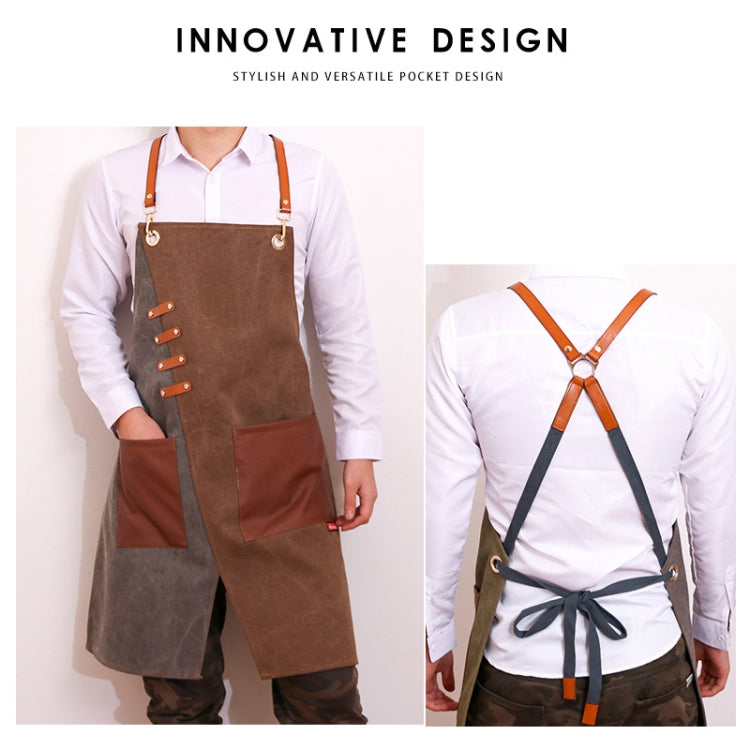 Denim Apron Barber Milk Tea Shop Waiter Overalls(Blue-white Hook Strap) - Aprons & Caps by PMC TechLife | Online Shopping South Africa | PMC TechLife
