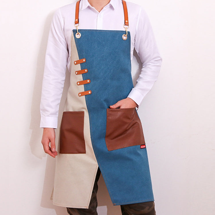 Denim Apron Barber Milk Tea Shop Waiter Overalls(Blue-white Hook Strap) - Aprons & Caps by PMC TechLife | Online Shopping South Africa | PMC TechLife